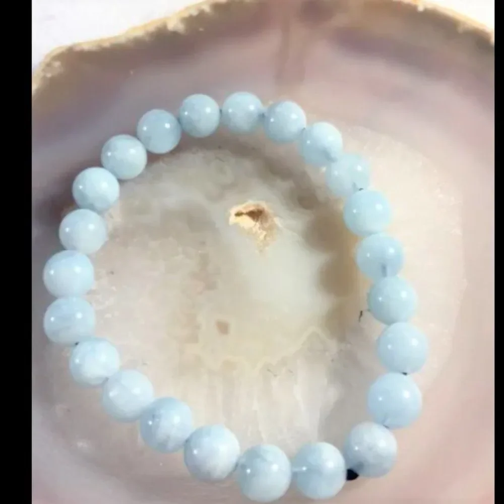 Aquamarine Beaded Stretch Bracelet - 8mm - NWOT